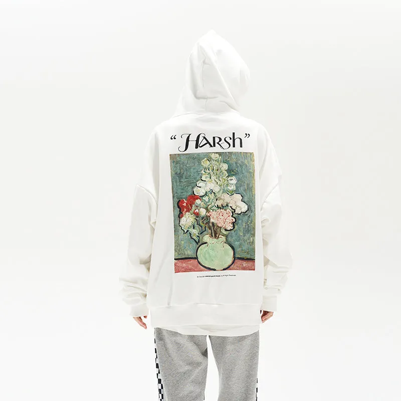 Abstract Floral Print Hoodie