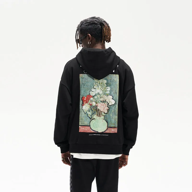 Abstract Floral Print Hoodie