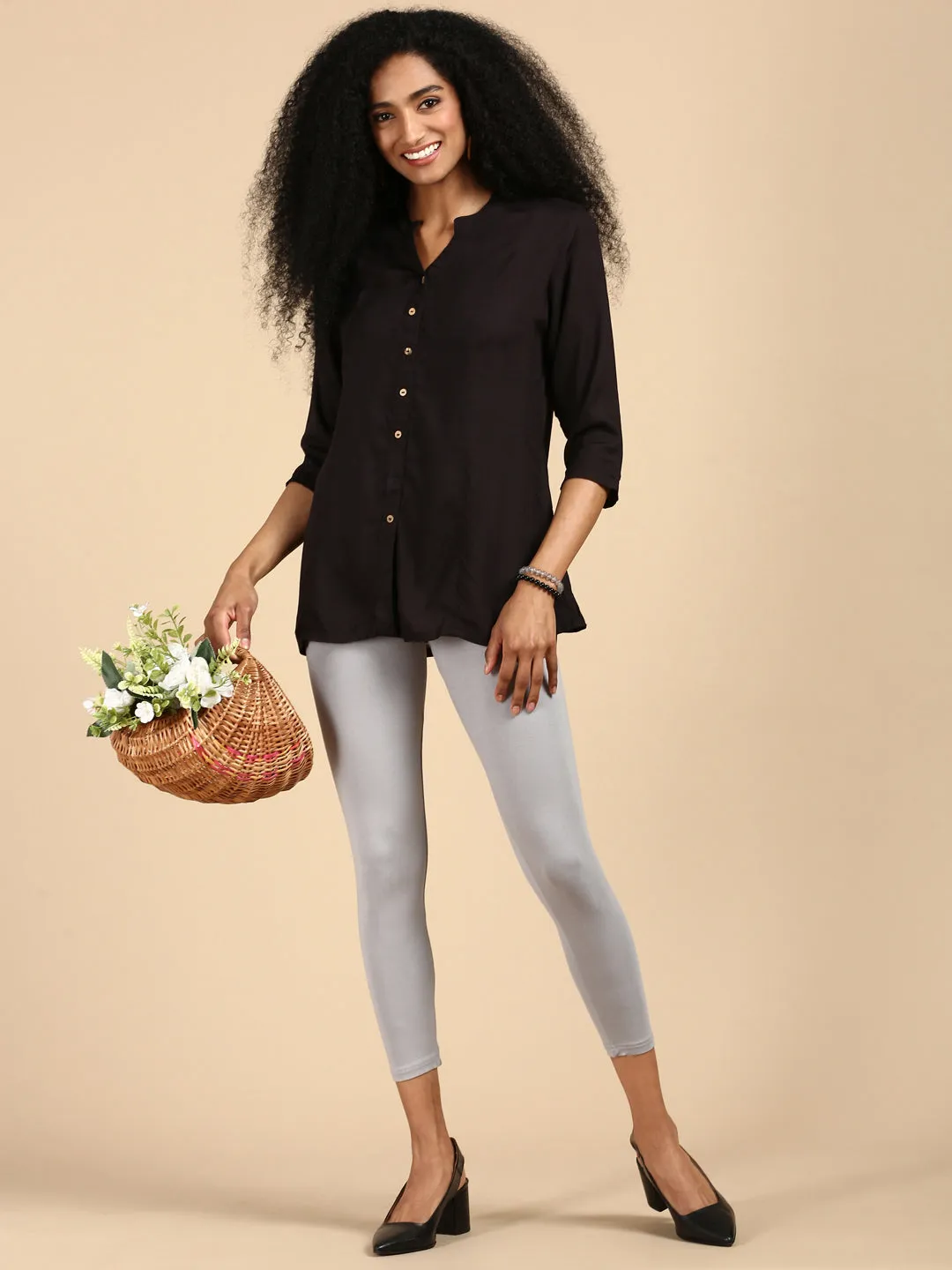 Ankle Length Leggings Viscose-Light Grey