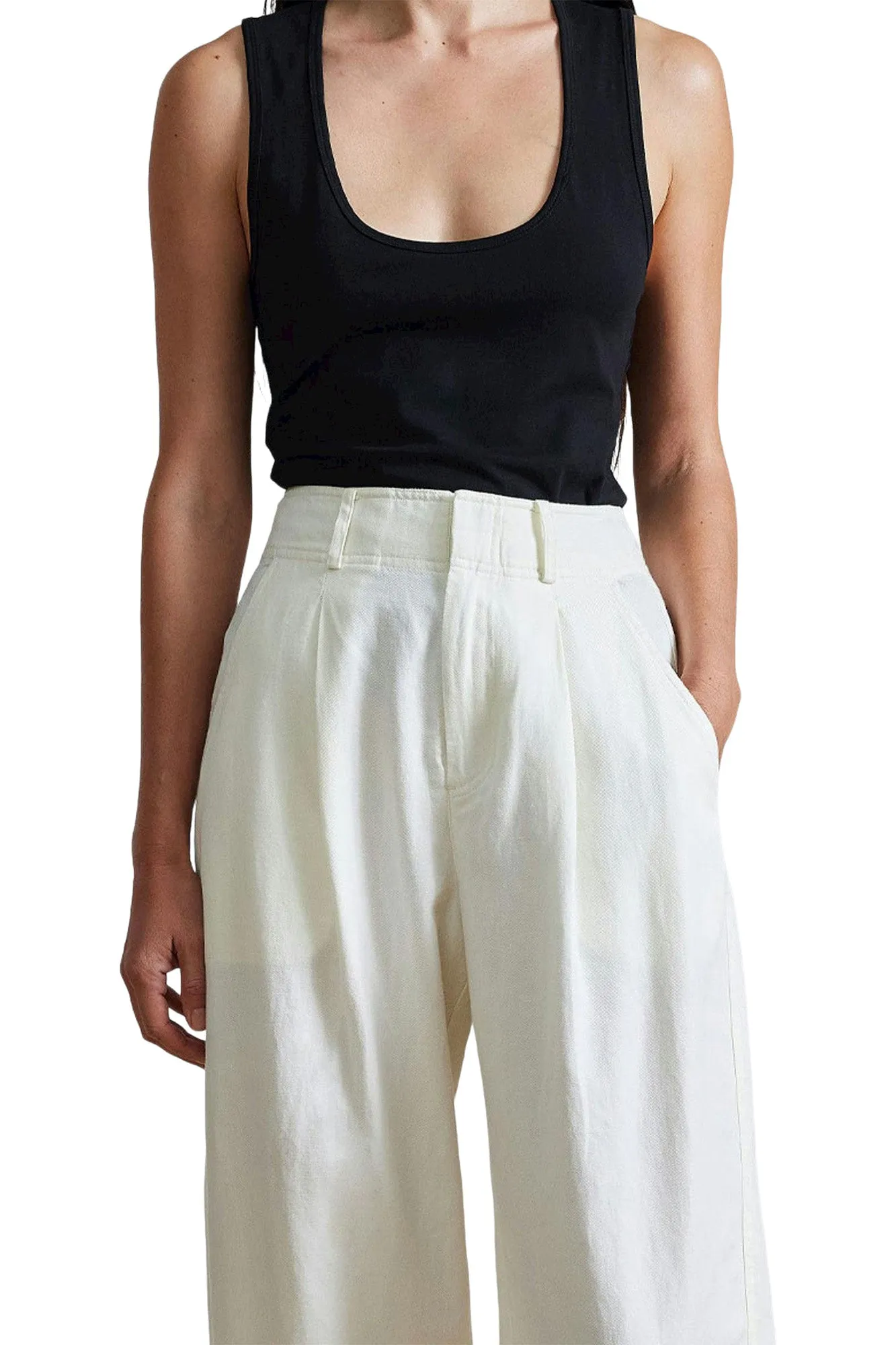 Apiece Apart Bari Crop Trousers in Cream