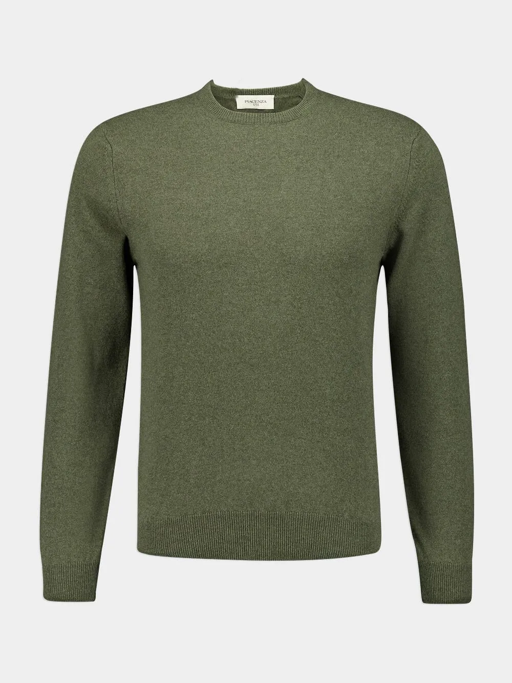 Army Green Cashmere Crewneck Sweater