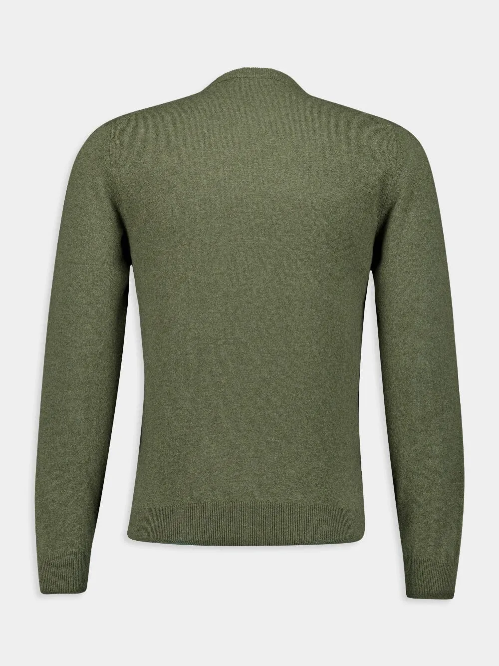 Army Green Cashmere Crewneck Sweater