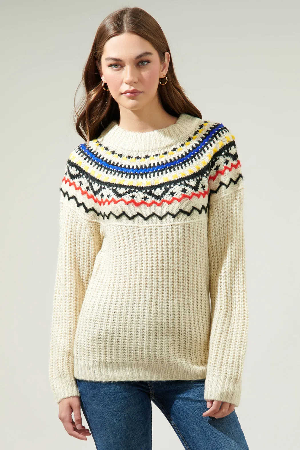 Aurelia Fair Isle Mock Neck Sweater