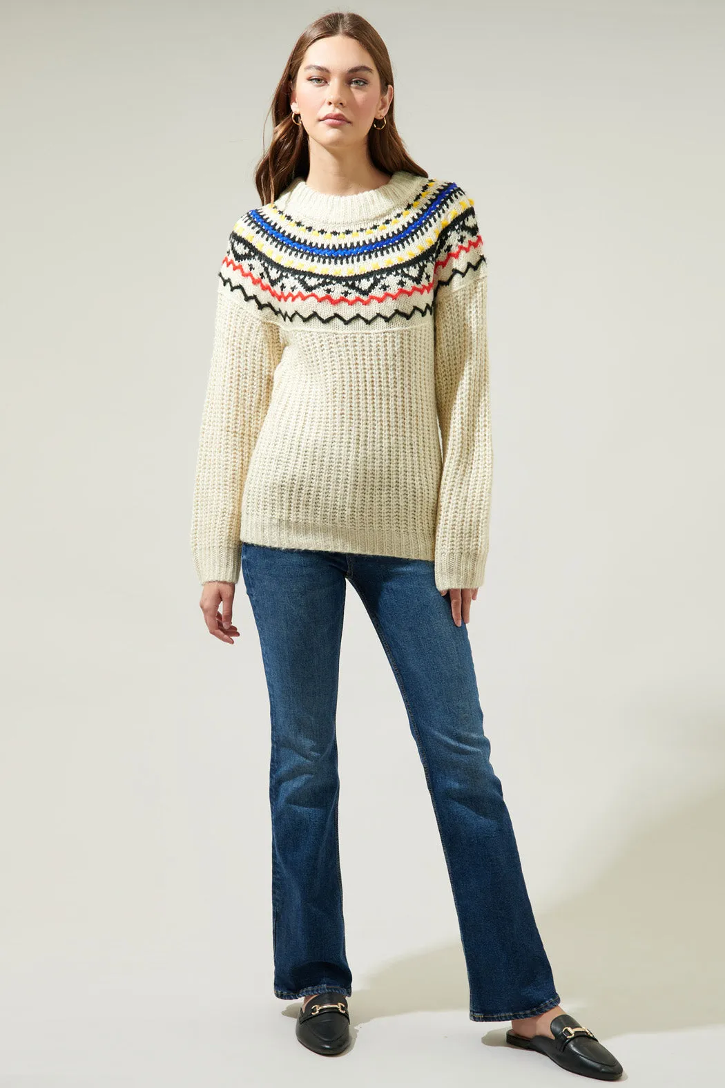 Aurelia Fair Isle Mock Neck Sweater