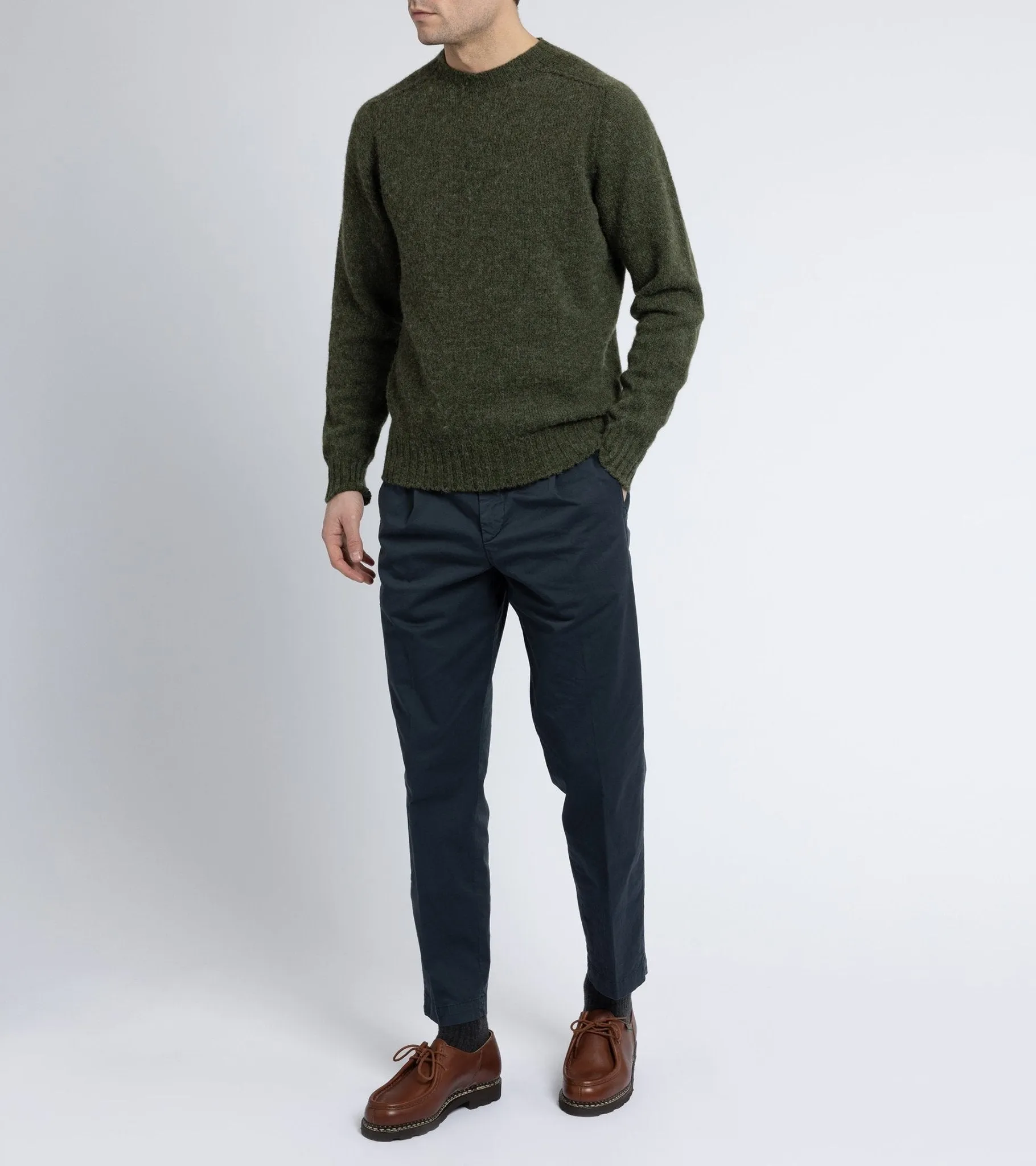 Barena Masco Trevo Cotton Twill Trousers: Navy