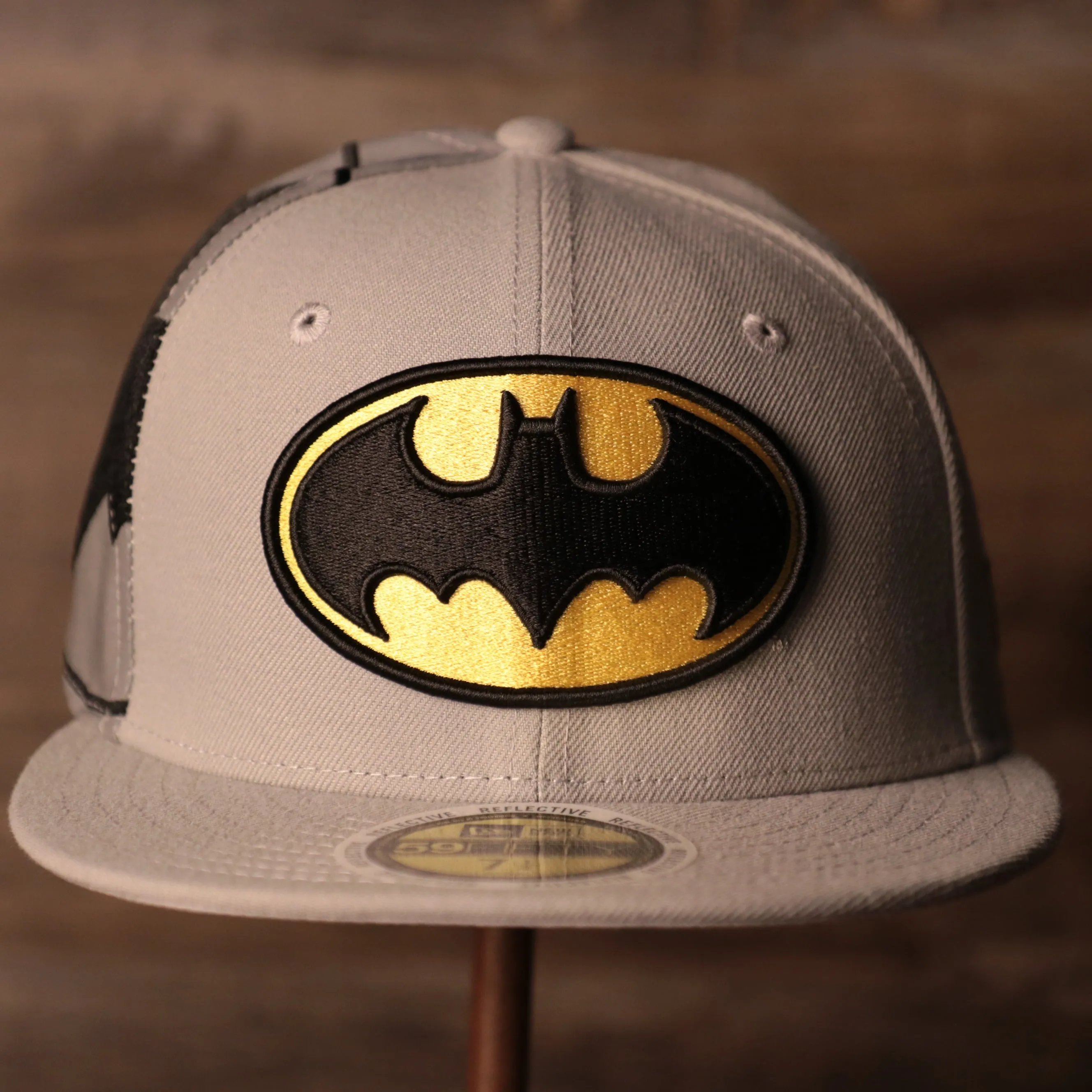 Batman Grey Bottom Fitted Cap | Batman Superhero Gray Bottom Fitted Hat