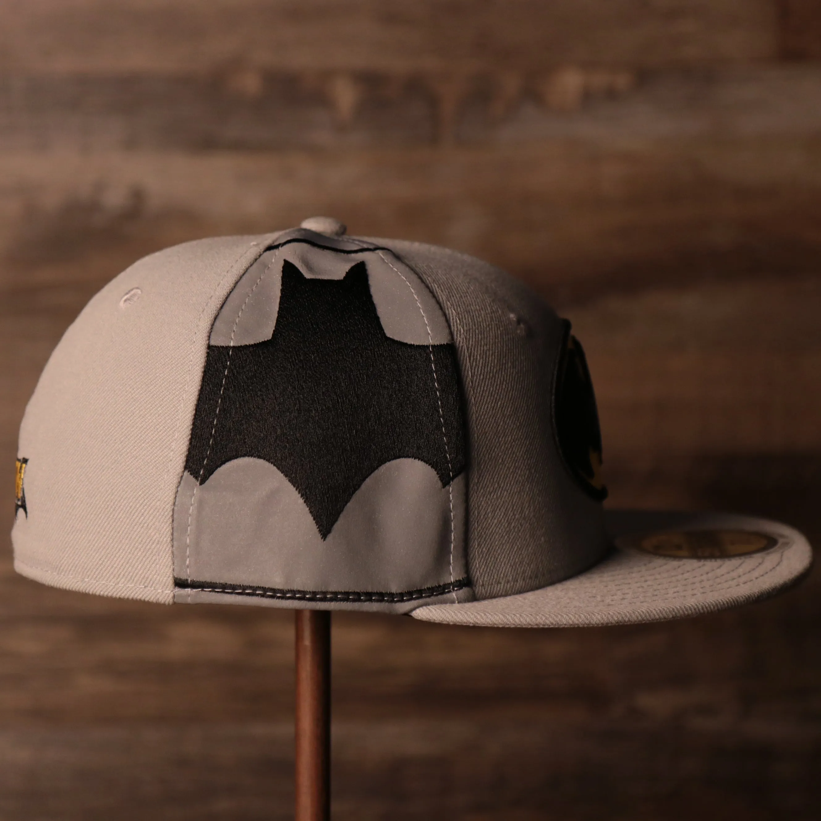 Batman Grey Bottom Fitted Cap | Batman Superhero Gray Bottom Fitted Hat