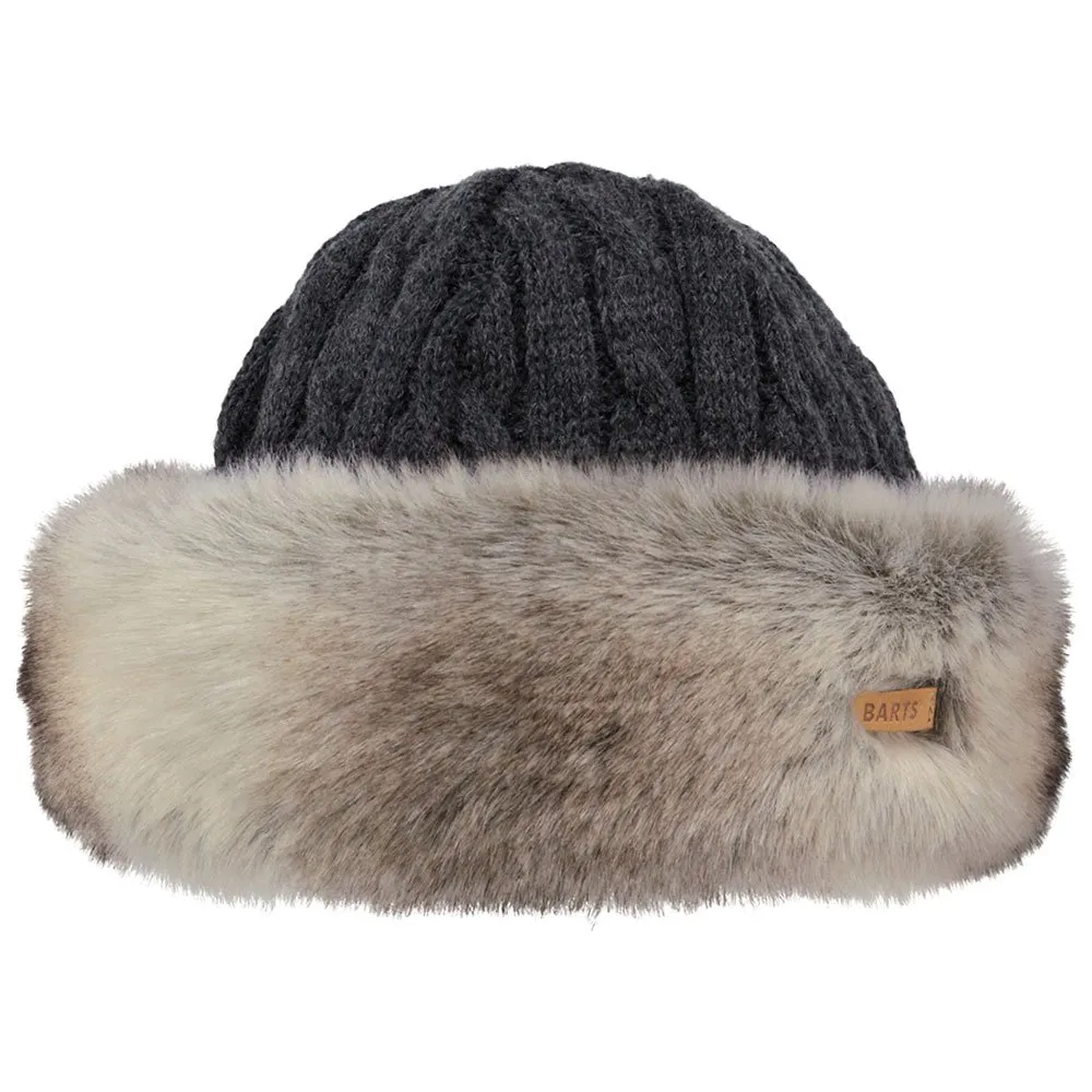 Beanies Barts ---Fur Cable Bandhat Heather Brown