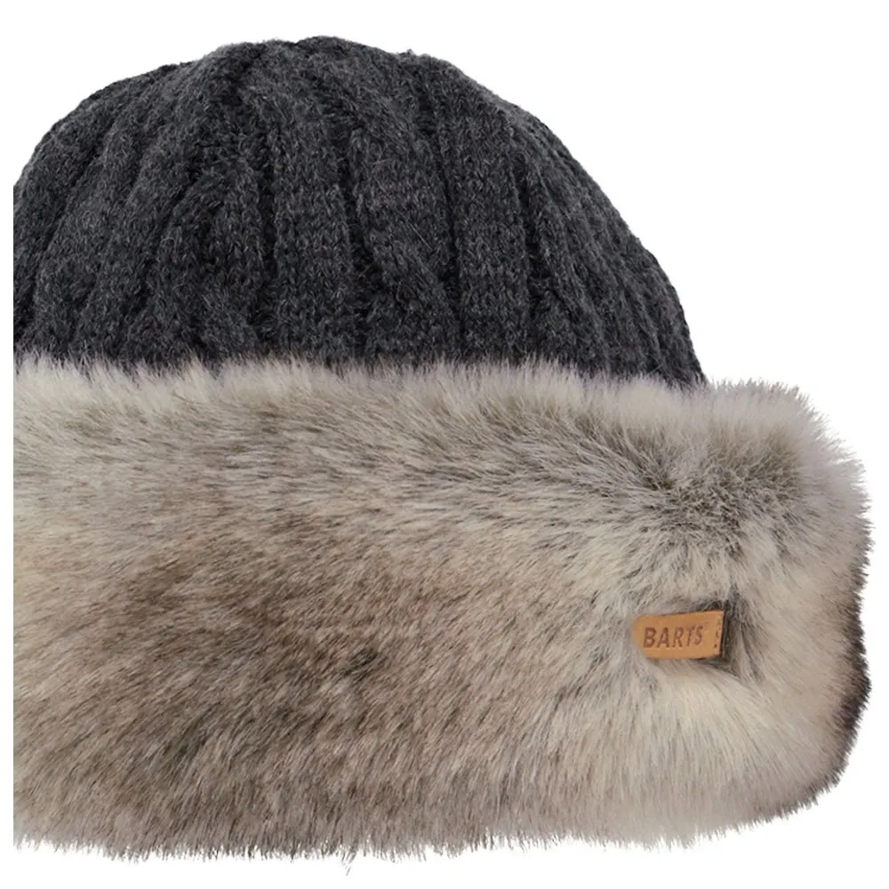 Beanies Barts ---Fur Cable Bandhat Heather Brown