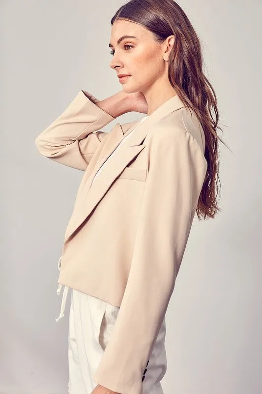 Beanys Cropped Blazer - Beige