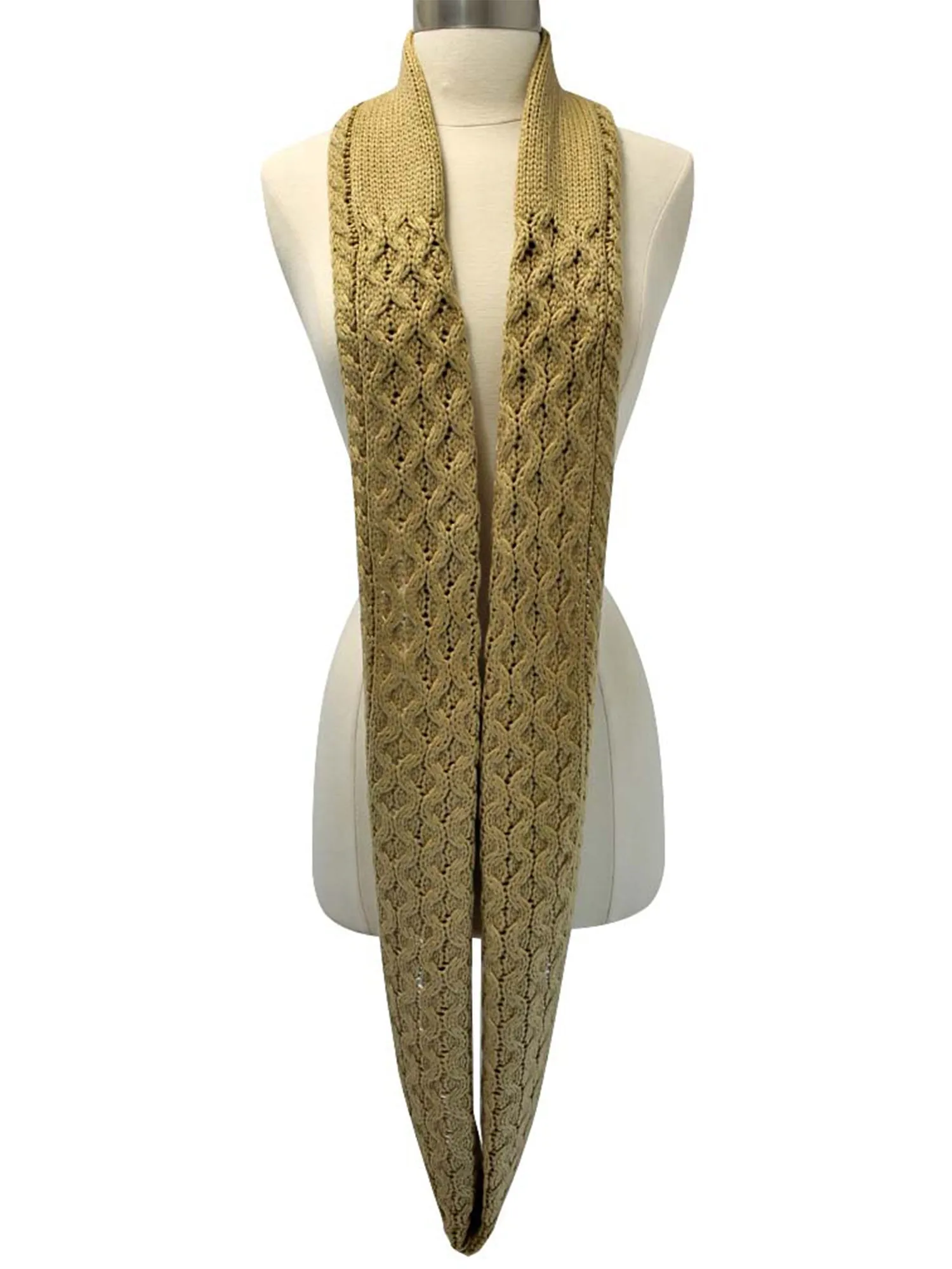 Beige Thick Cable Knit Unisex Infinity Winter Scarf