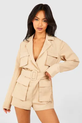 Belted Utility Blazer Romper