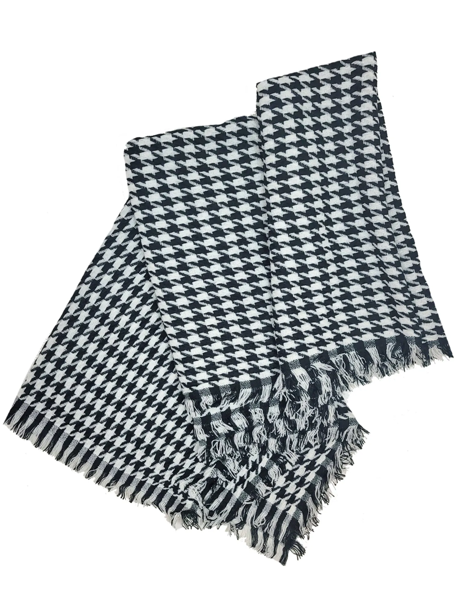 Black & White Houndstooth Oversize Winter Scarf