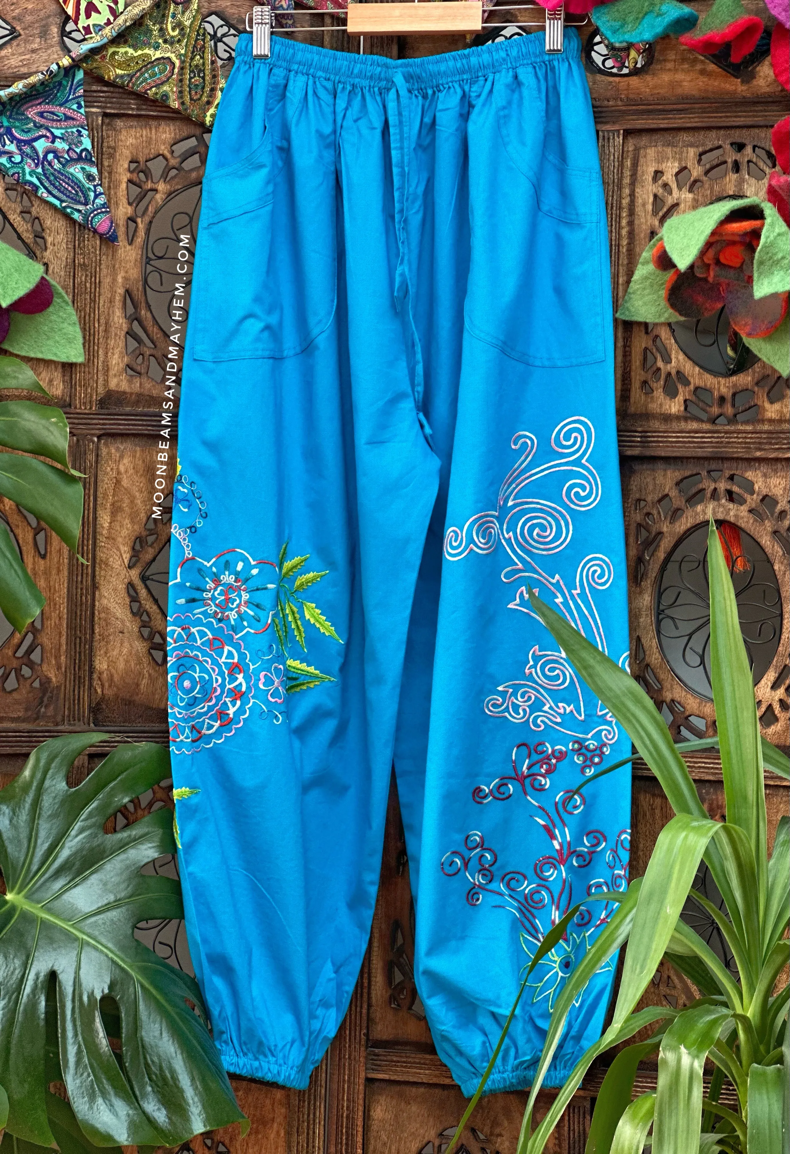 BLOOMING GORGEOUS TURQUOISE HAREM TROUSERS M/L