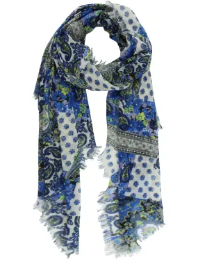 Blue Floral Paisley Shawl Wrap