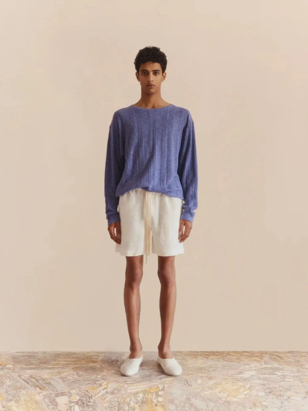 Blue Linen Cotton Sweater