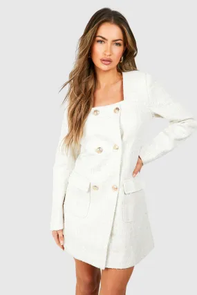 Boucle Button Detail Blazer Dress