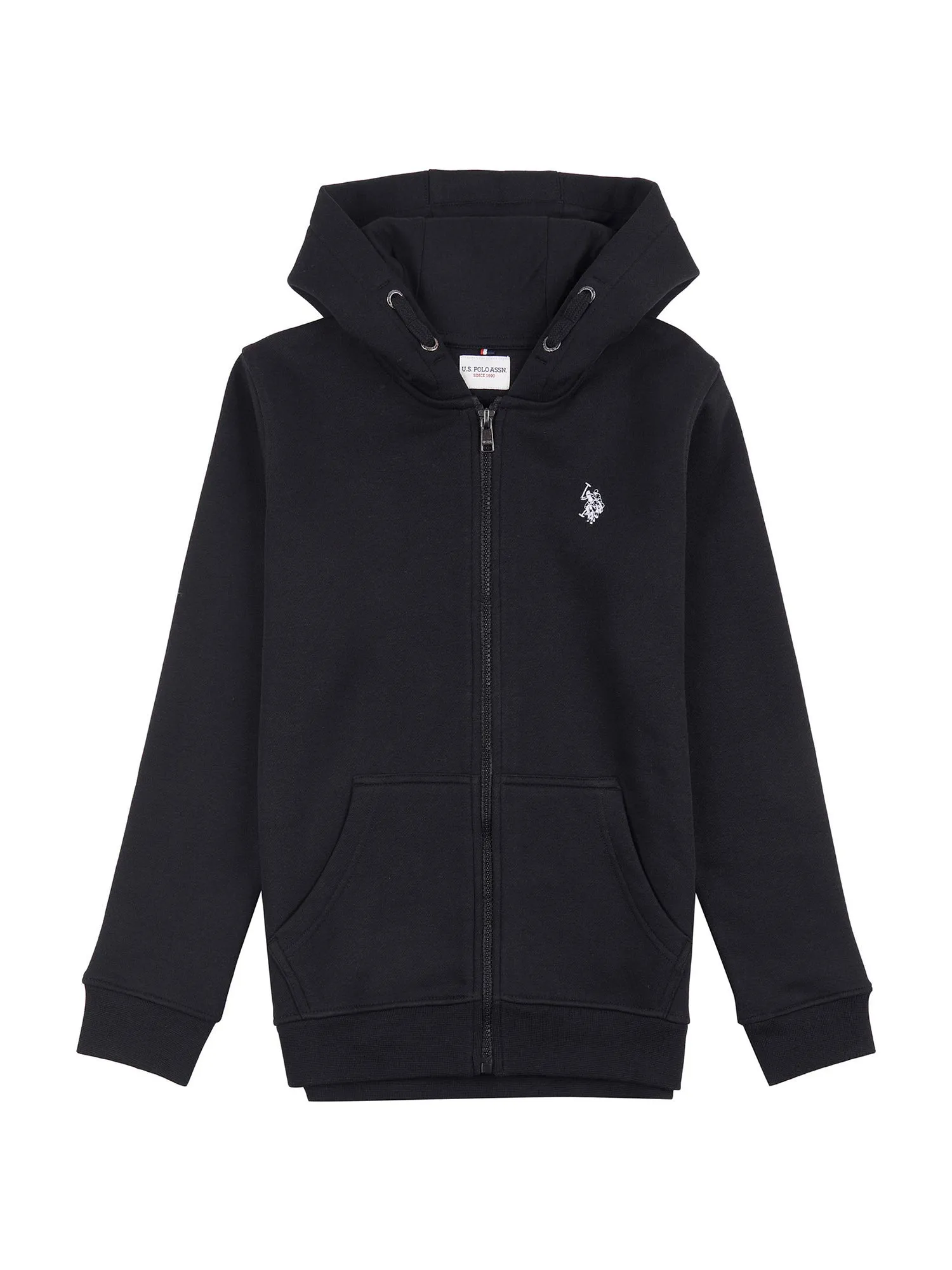 Boys Double Horsemen Zip Hoodie in Black Bright White DHM