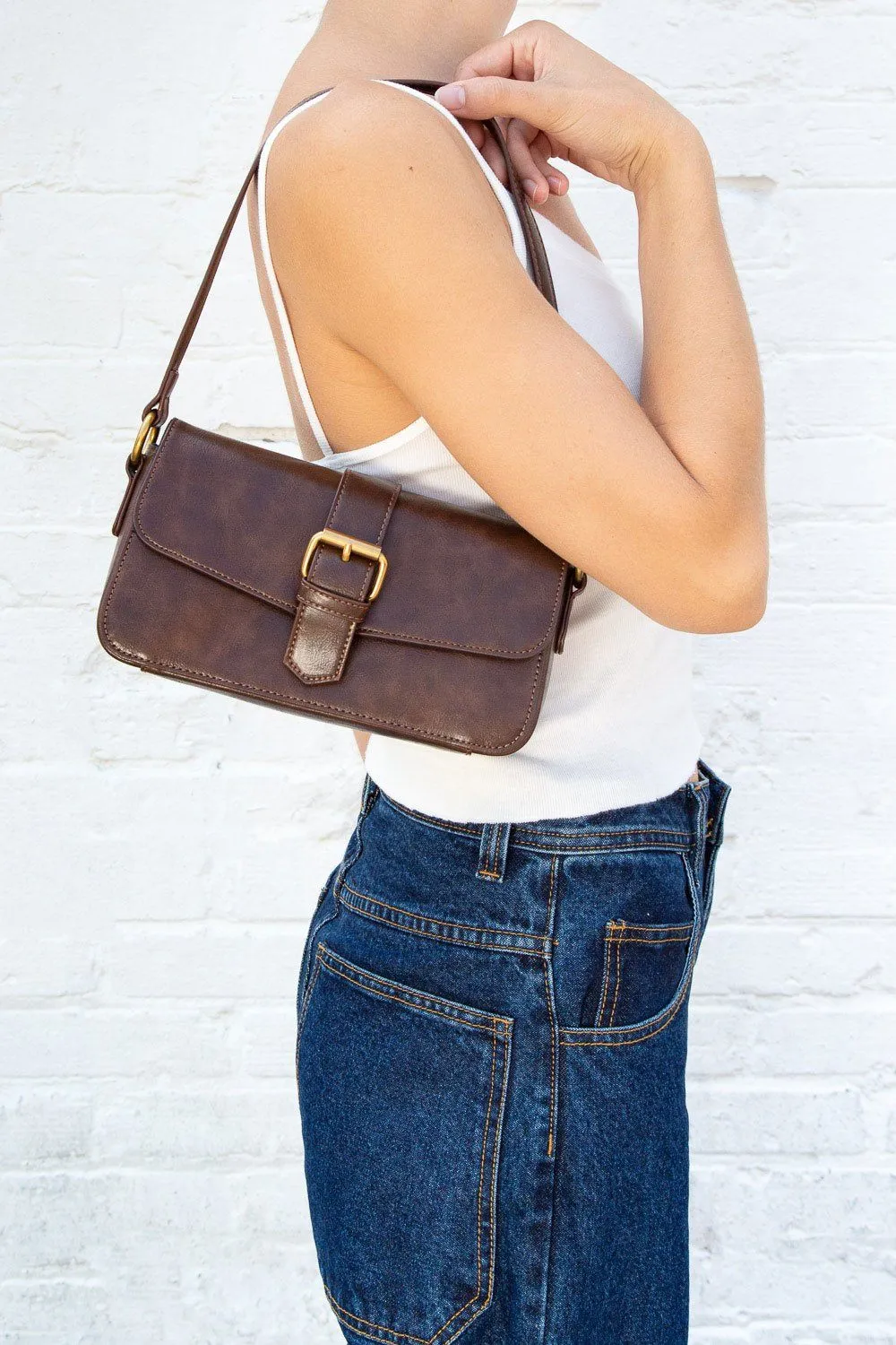 Brown Buckle Shoulder Bag