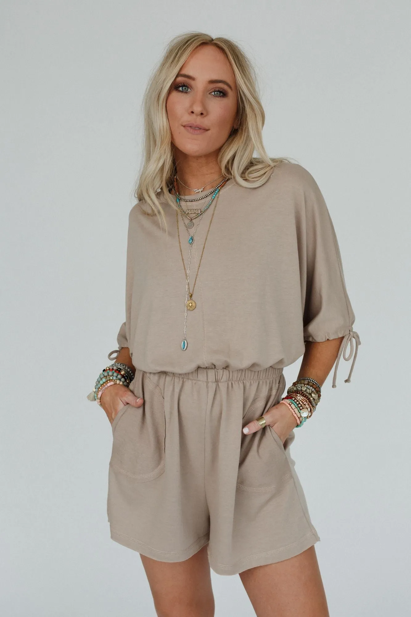 Carolina Comfy Romper - Taupe