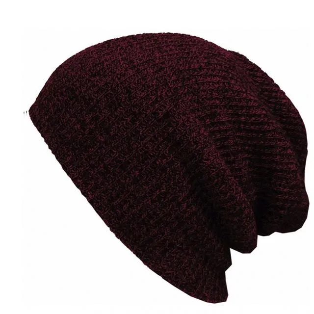 Casual Style Knitted Warm Baggy Bonnet Beanies for Women & Men