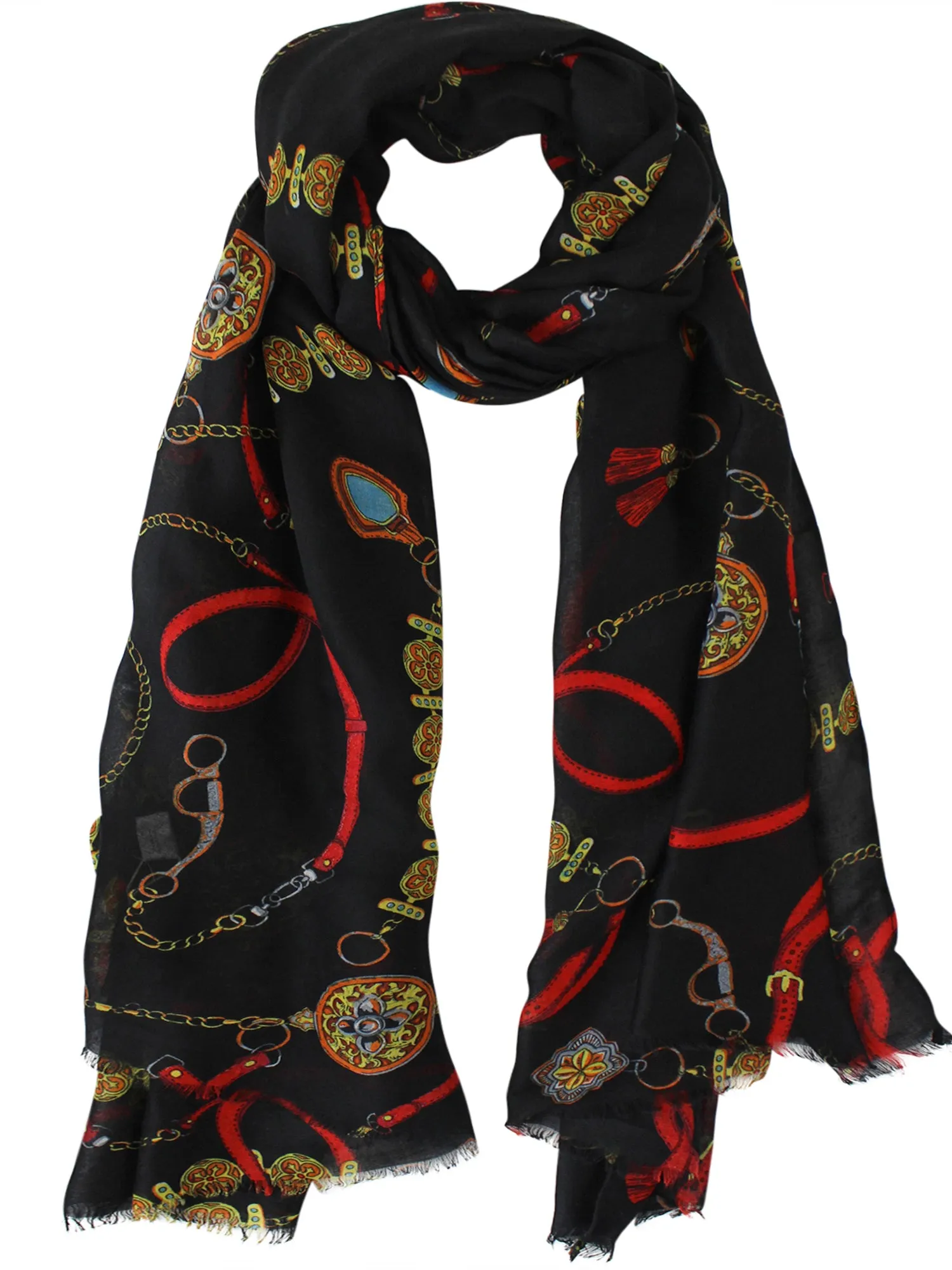 Chains & Belts Designer Print Shawl Wrap Scarf