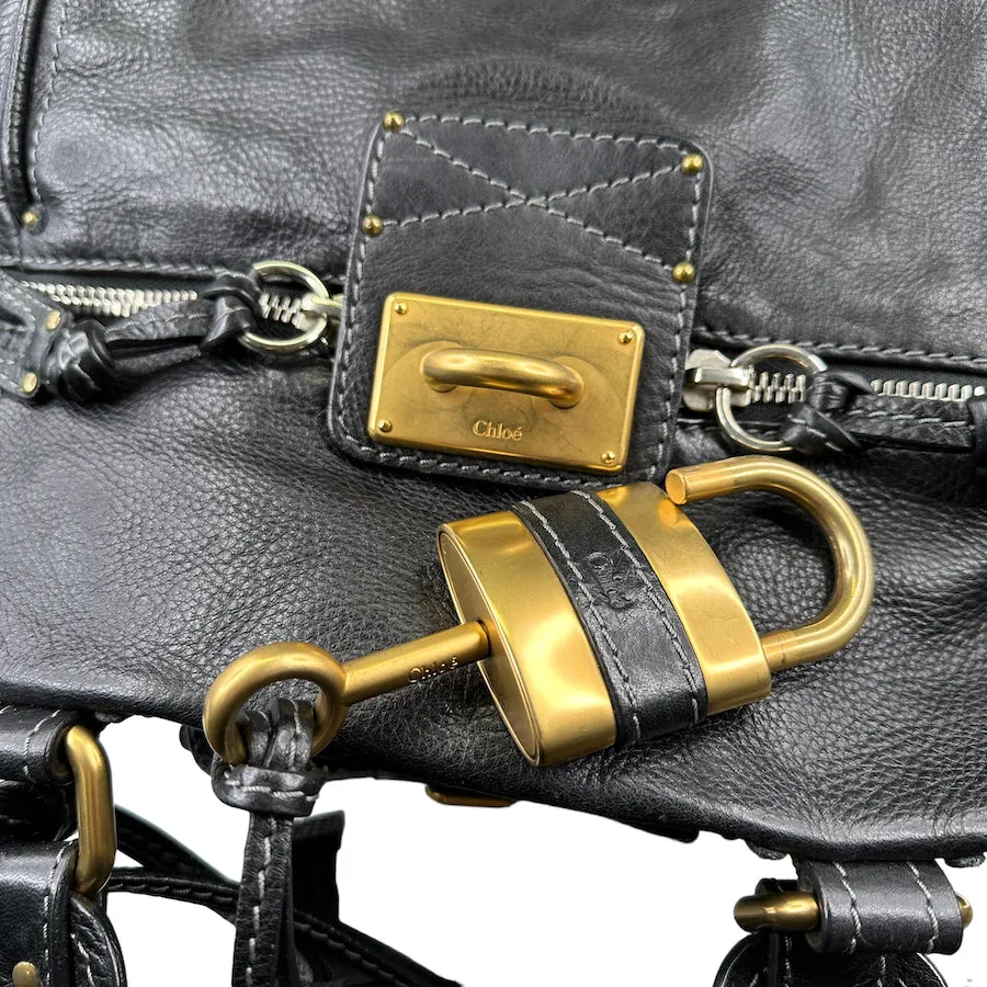 CHLOE BLACK LEATHER PADDINGTON BAG 838W3H