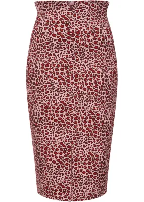 Collectif Rilla Pink Roar 50's Pencil Skirt Pink