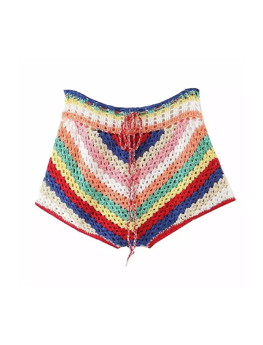 Colorful Stripe Pattern Knitted Shorts