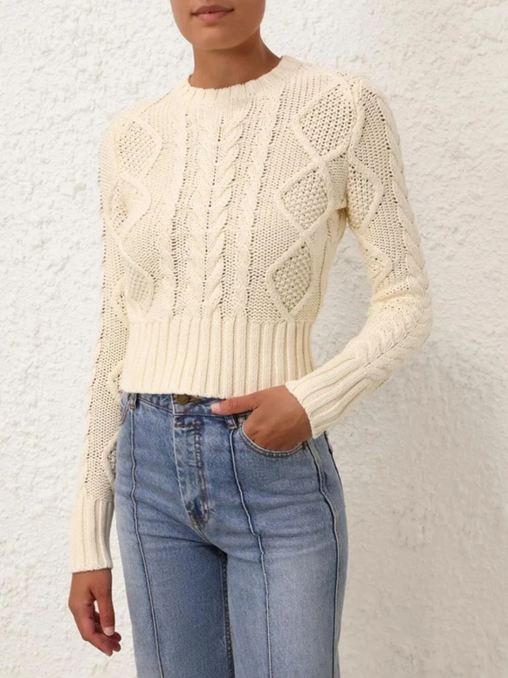 Cream Cable Knit Sweater