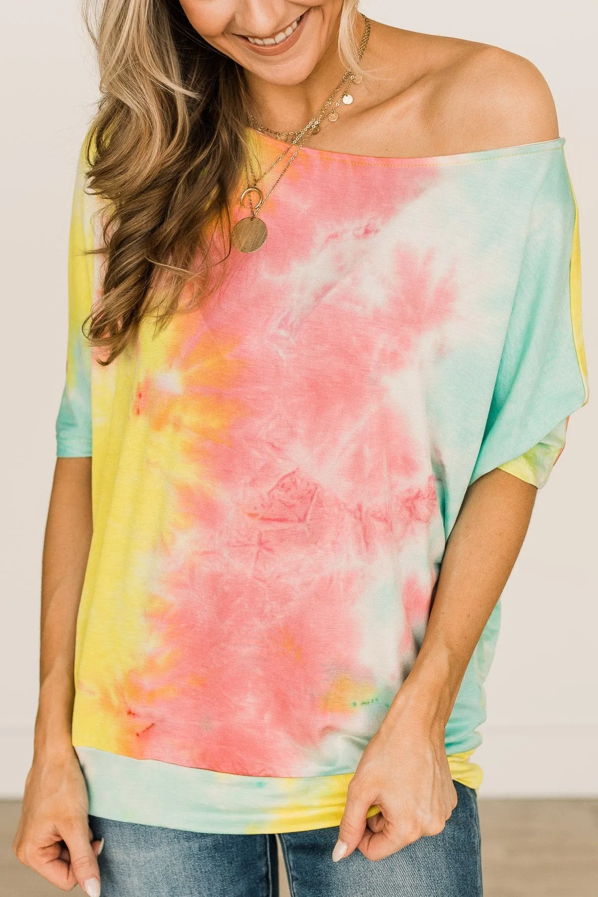 Days With You Tie-Dye Top- Red, Yellow & Aqua