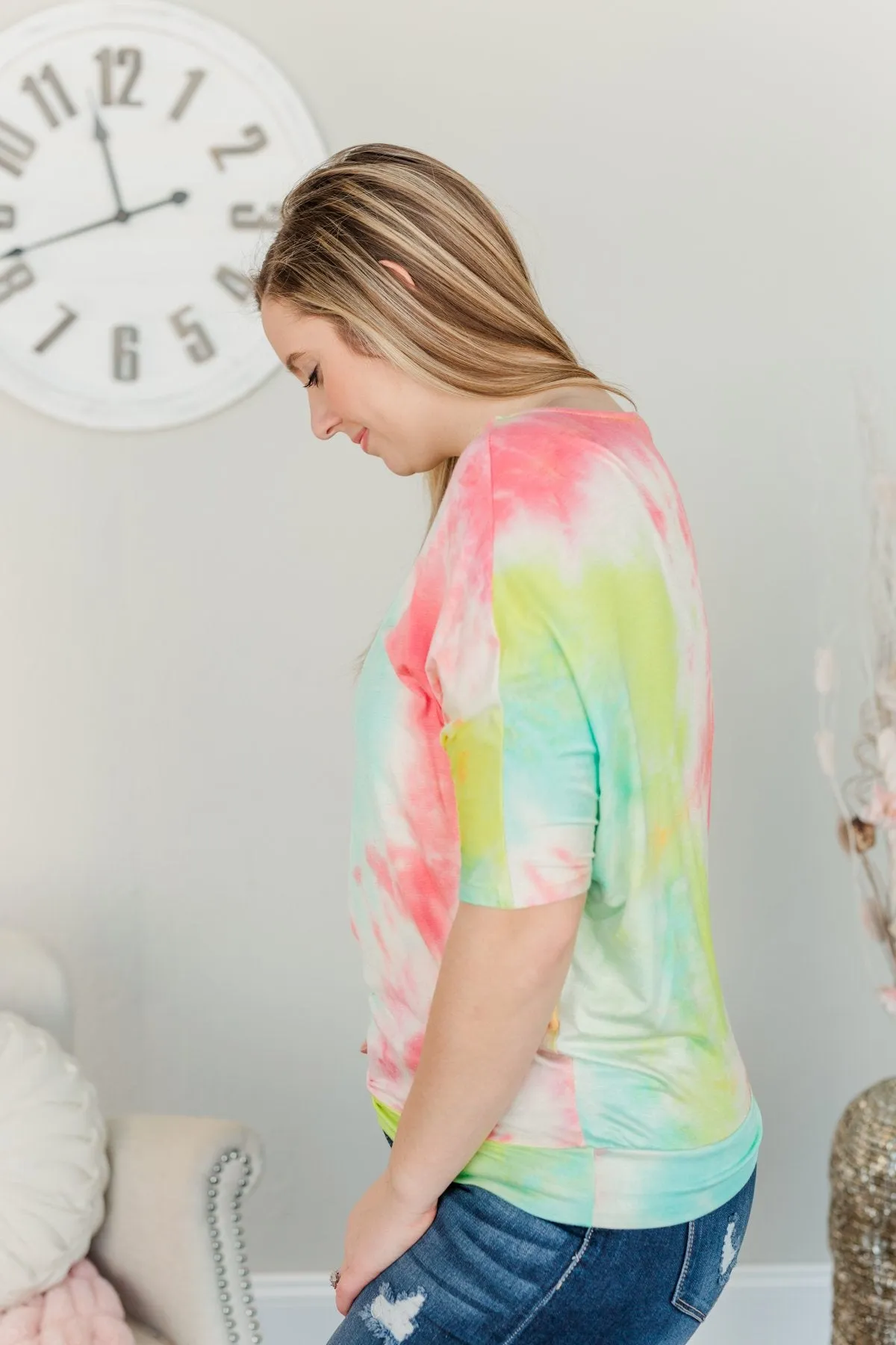 Days With You Tie-Dye Top- Red, Yellow & Aqua