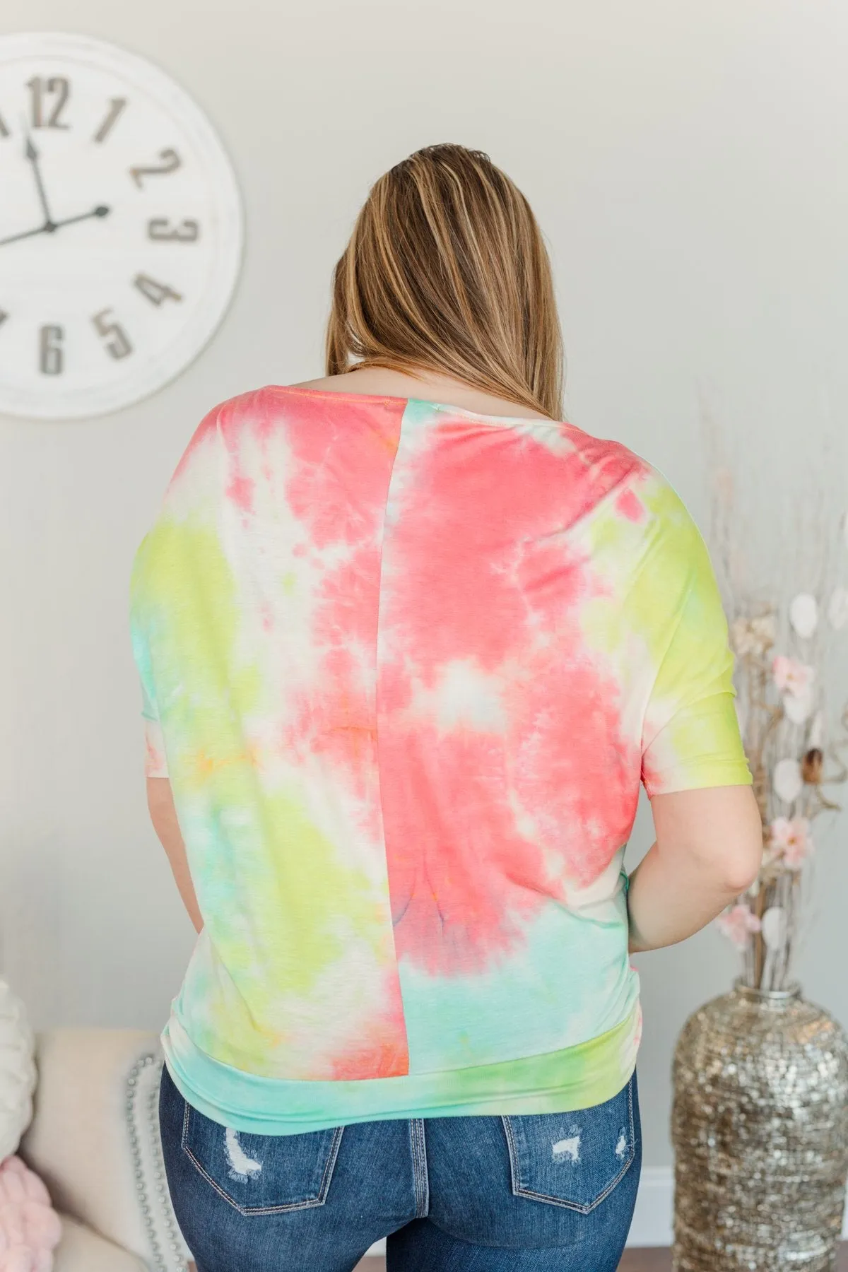 Days With You Tie-Dye Top- Red, Yellow & Aqua