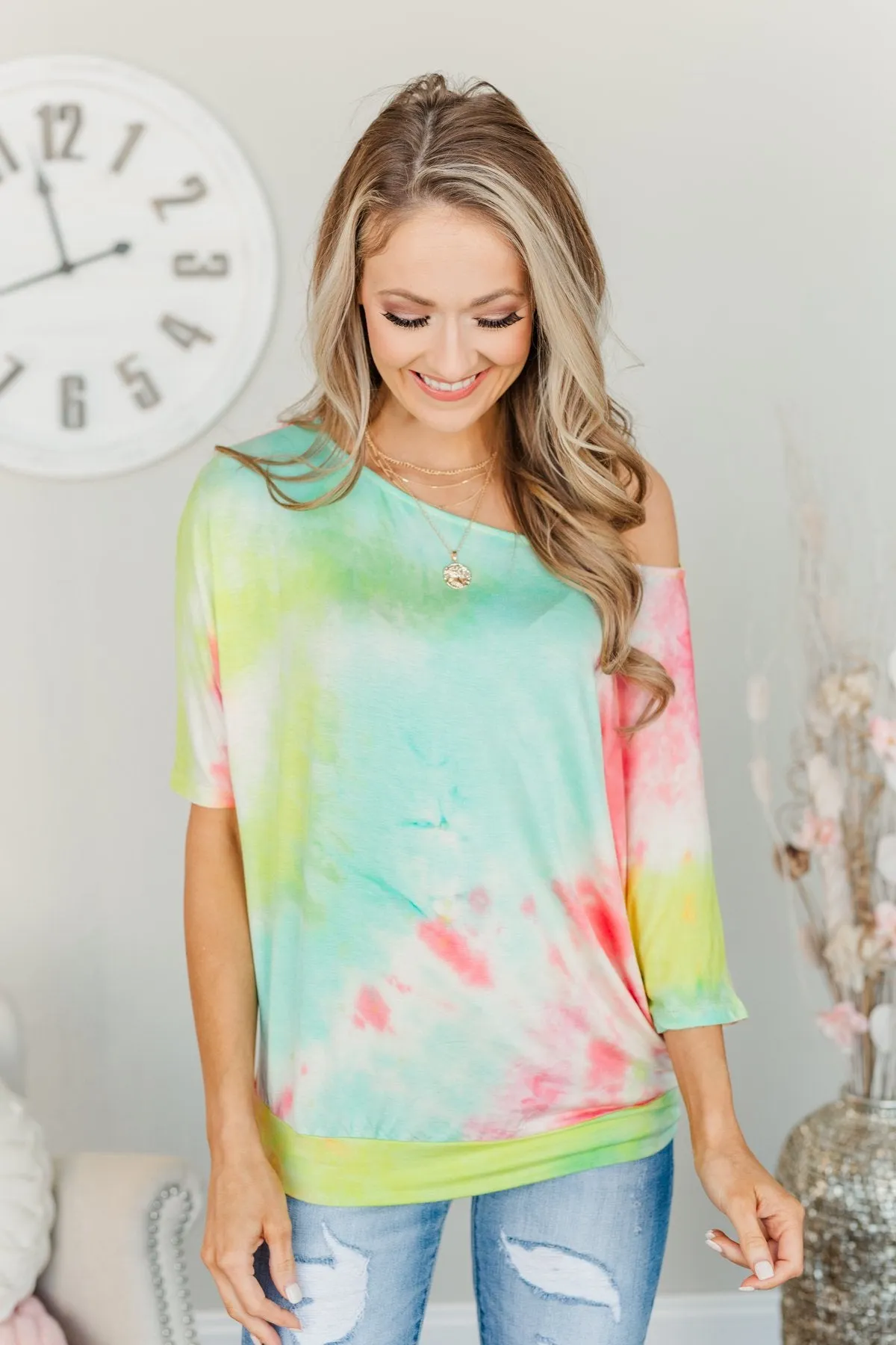 Days With You Tie-Dye Top- Red, Yellow & Aqua