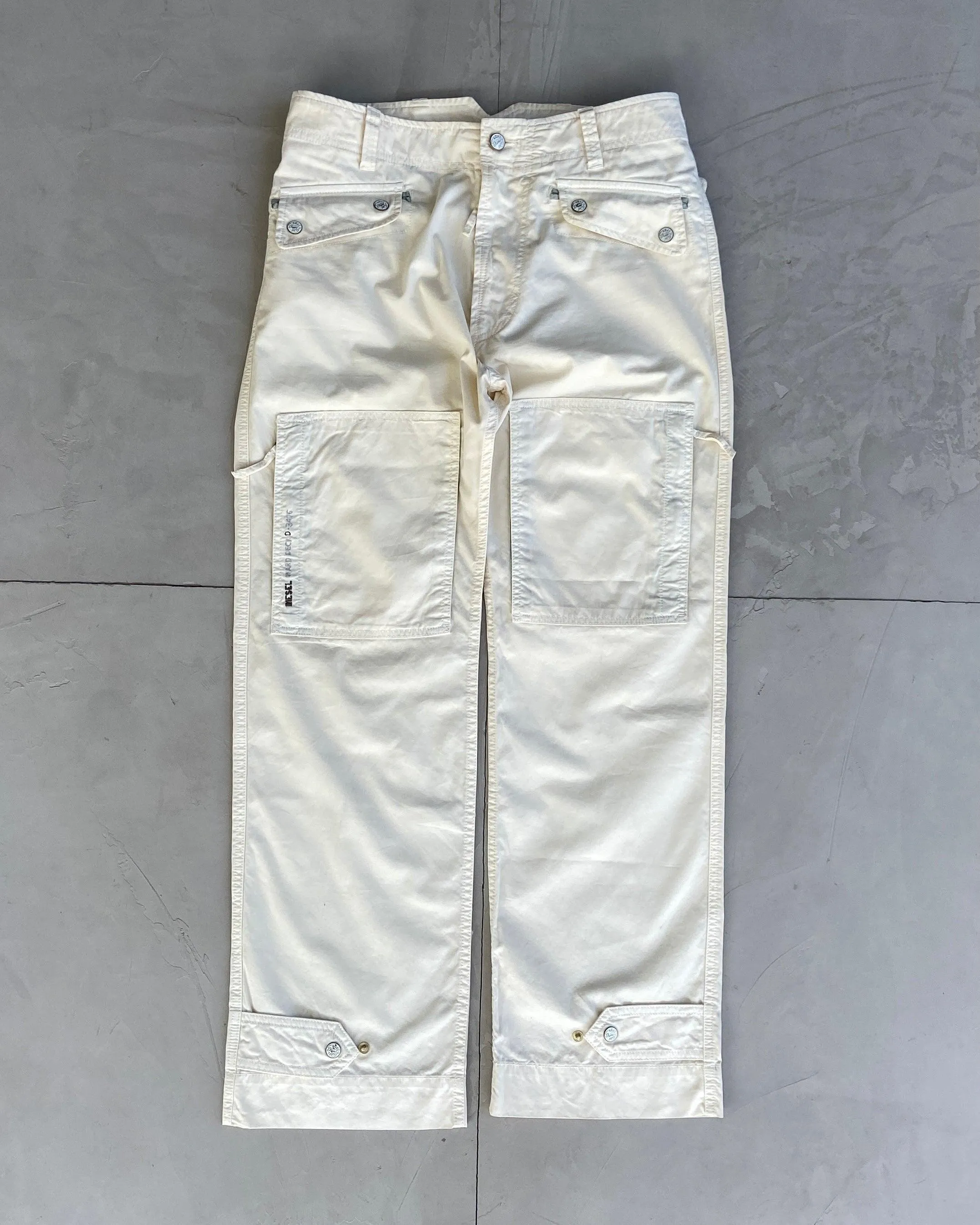 DIESEL 2000'S CREAM CARGO TROUSERS - W29