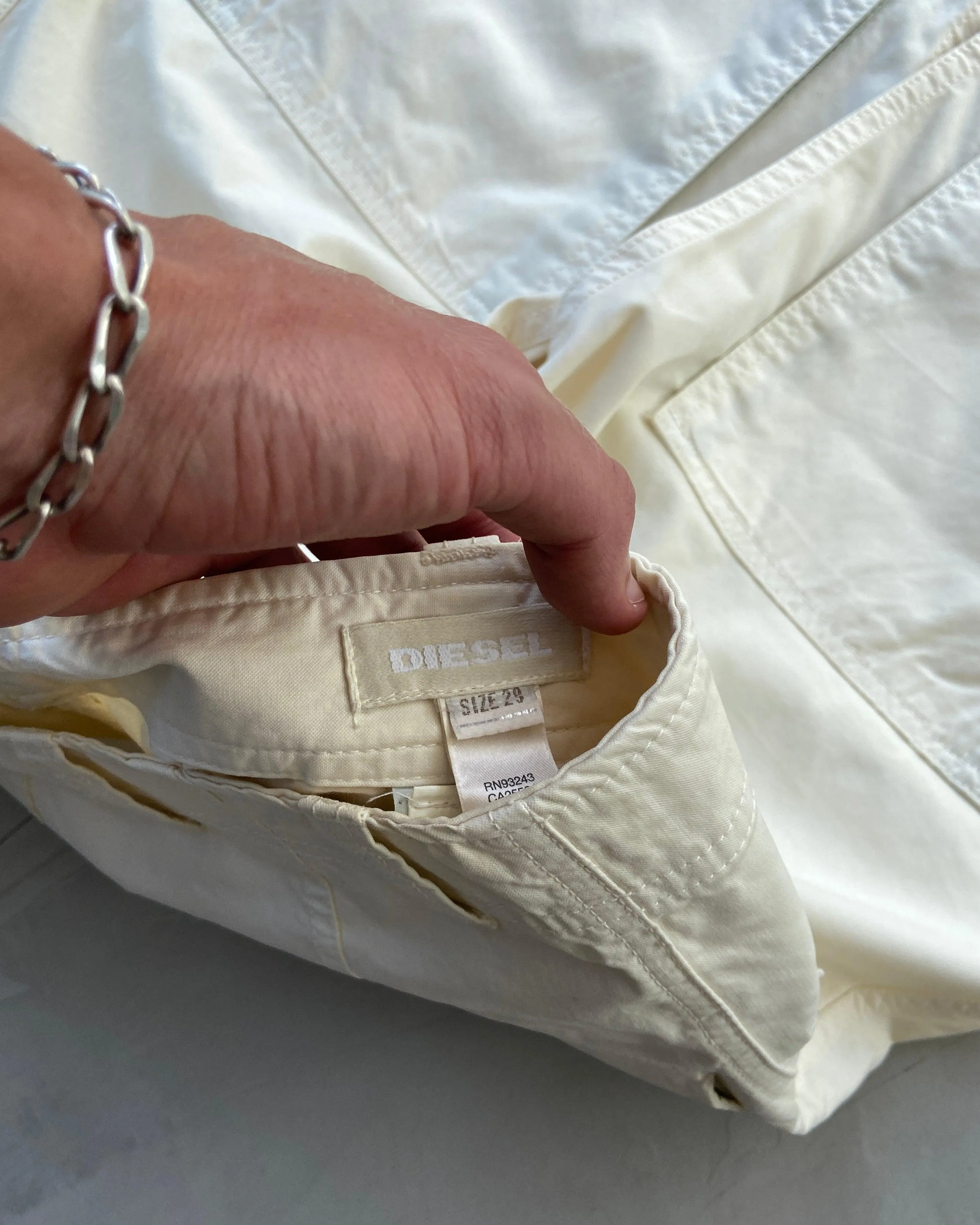 DIESEL 2000'S CREAM CARGO TROUSERS - W29