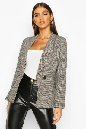 Double Breasted Tonal Dogtooth Blazer