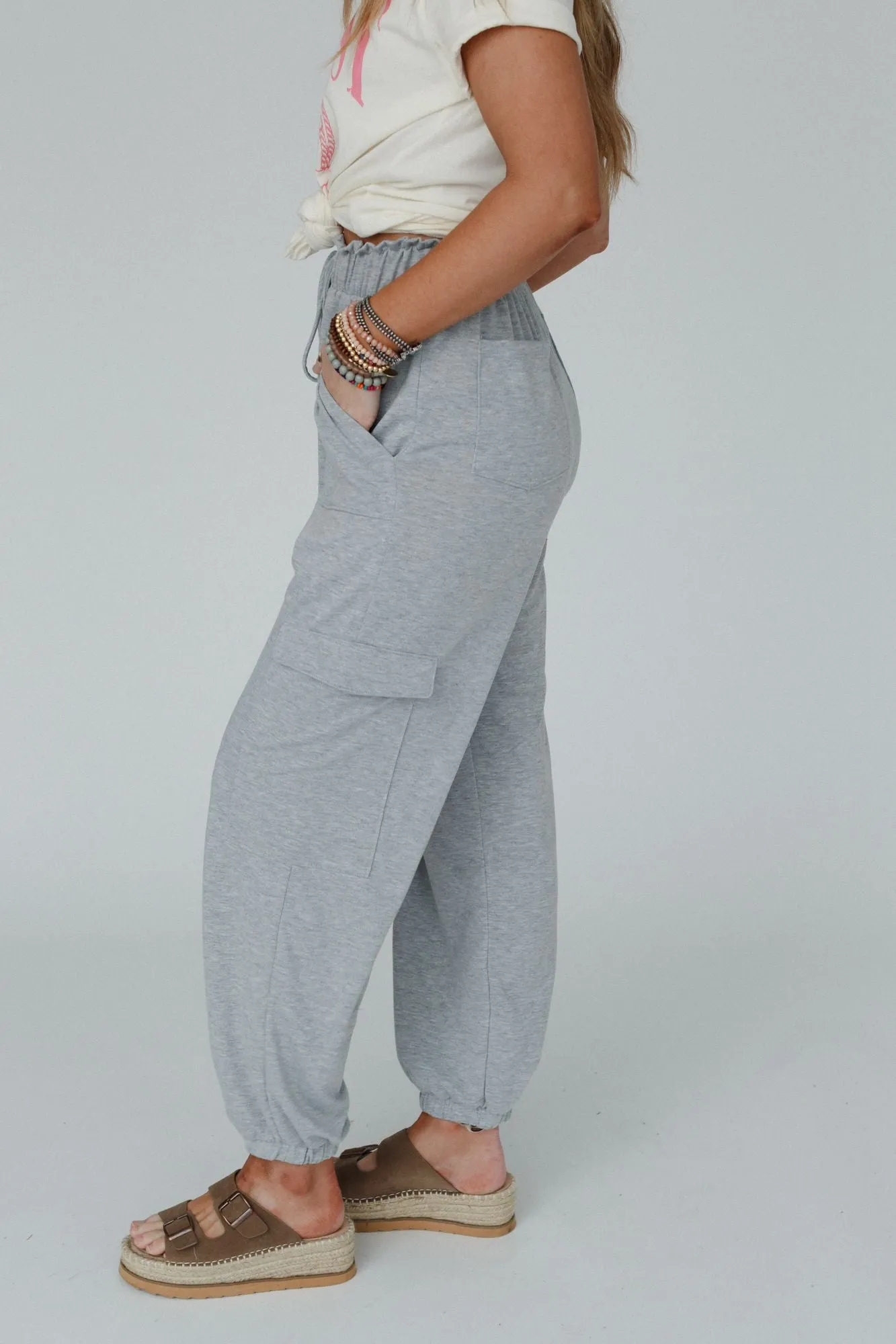 Easy Mornings Cinched Pants - Heather Gray