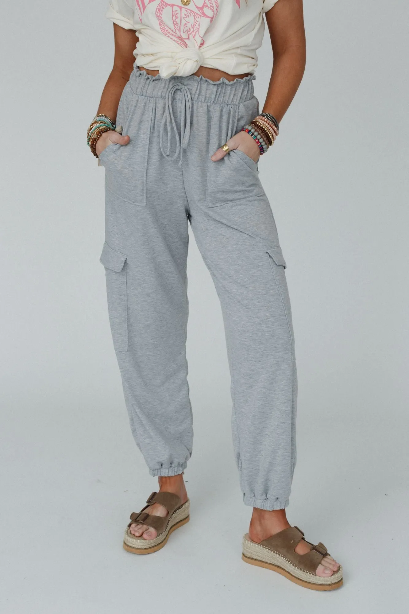 Easy Mornings Cinched Pants - Heather Gray