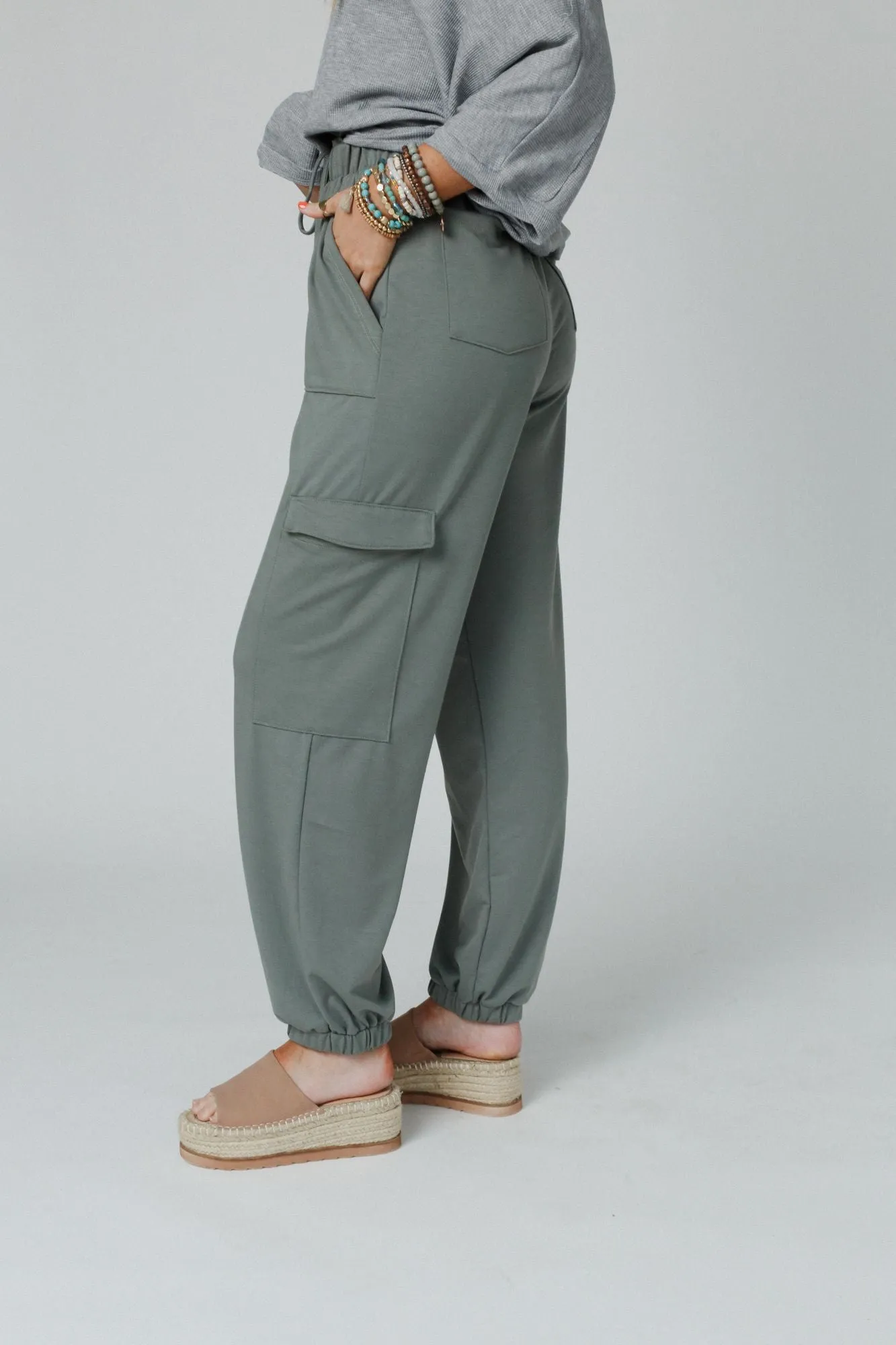 Easy Mornings Cinched Pants - Light Olive