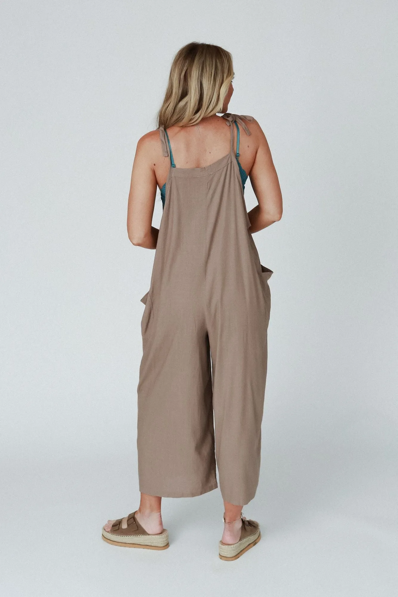 Easy Road Wide Leg Jumpsuit - Khaki