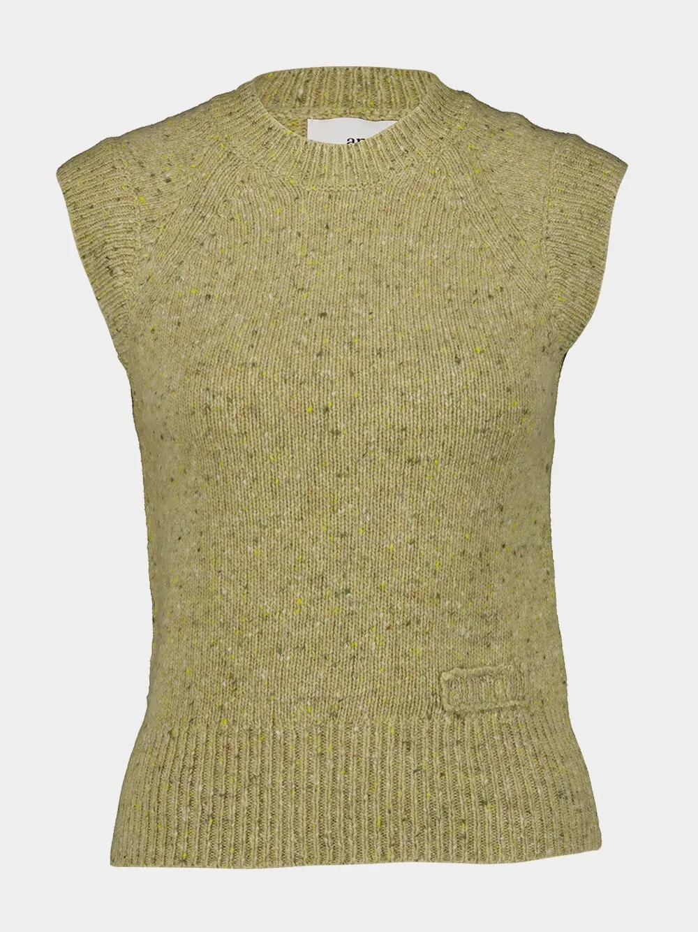 Embroidered Sleeveless Wool Sweater