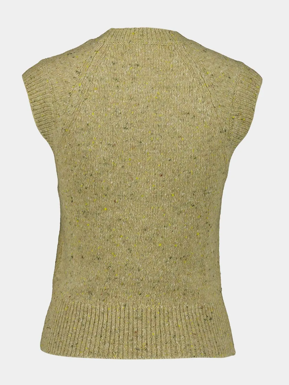 Embroidered Sleeveless Wool Sweater