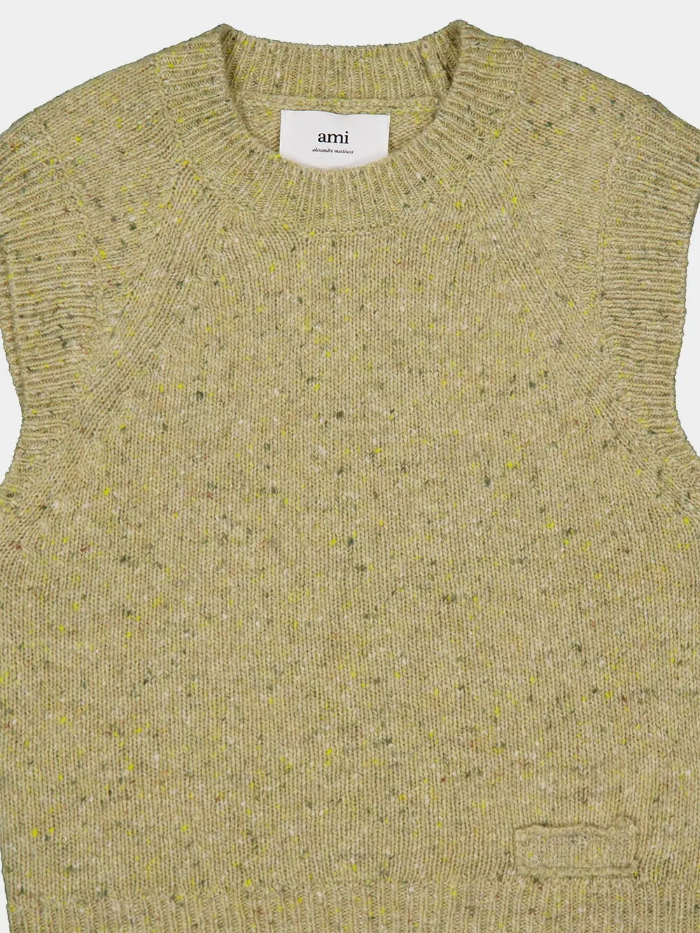 Embroidered Sleeveless Wool Sweater