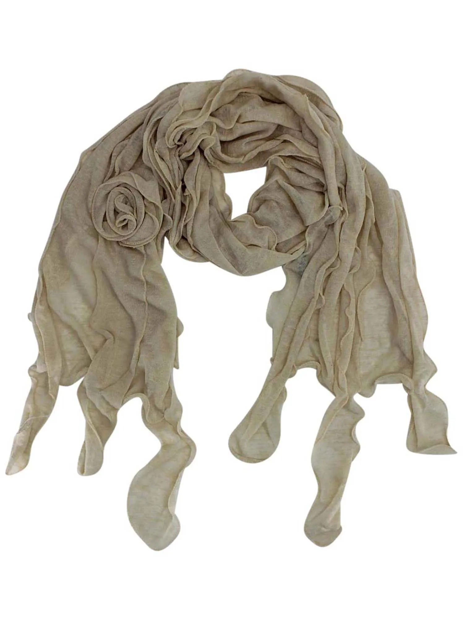 Feminine Ruffle Scarf With Rosette