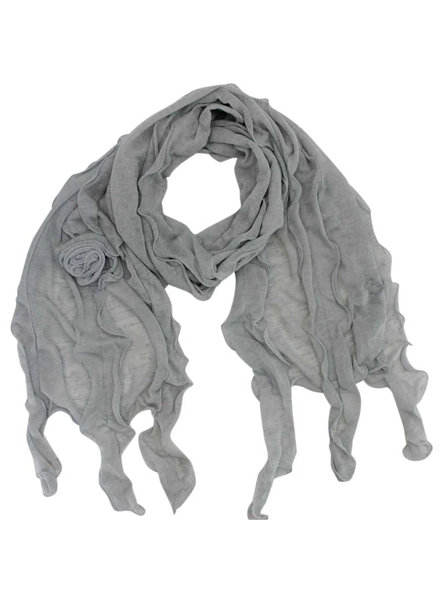 Feminine Ruffle Scarf With Rosette