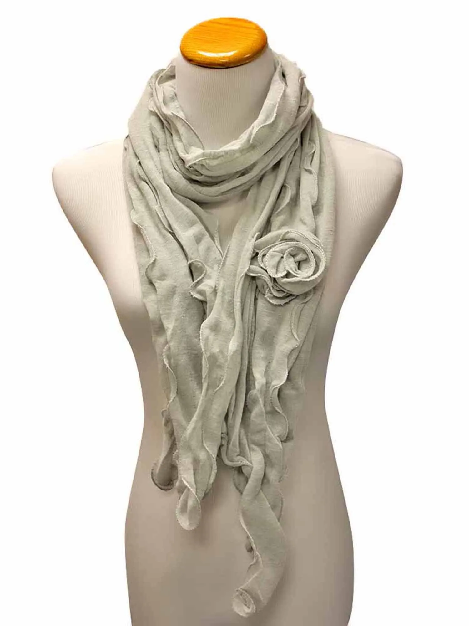 Feminine Ruffle Scarf With Rosette