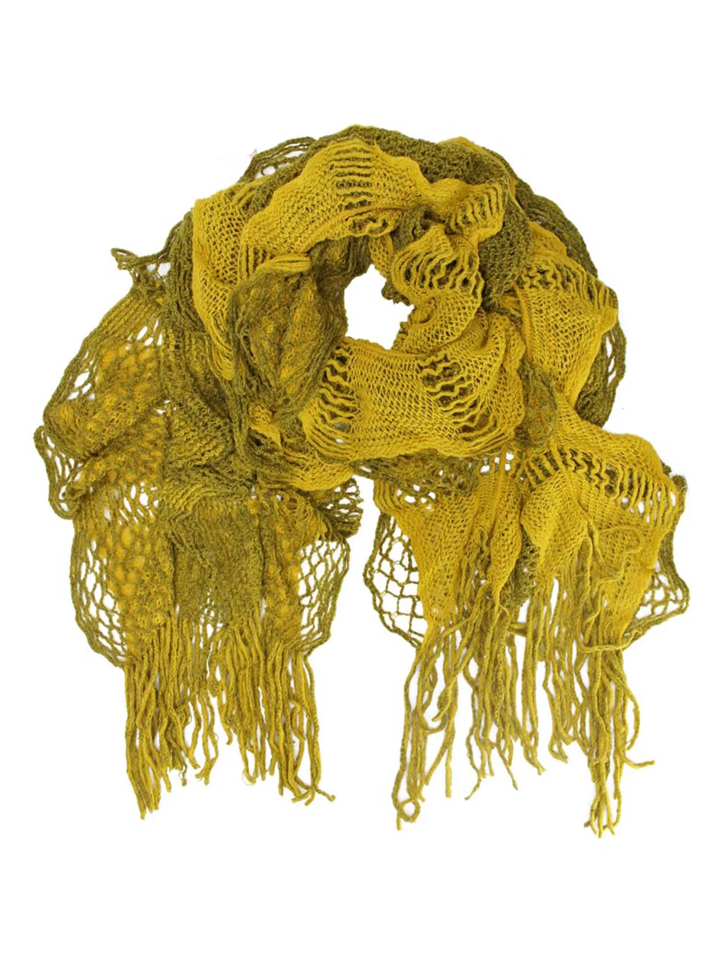 Feminine Ruffled Knit Winter Scarf With Fringe