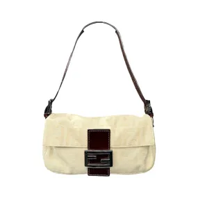 FENDI CREAM ZUCCA CANVAS BAGUETTE BAG