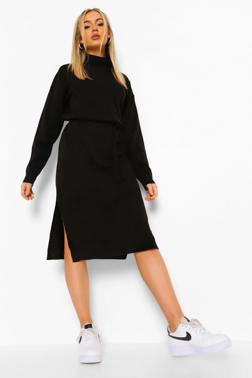 Fine Gauge Turtleneck Midi Sweater Dress